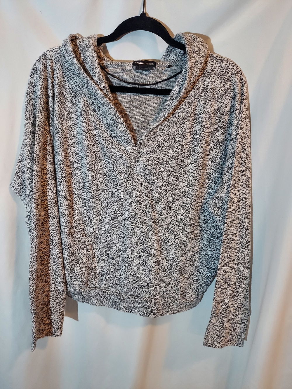 Prana Frieda Hooded Pullover Top - Marbled White And Gray